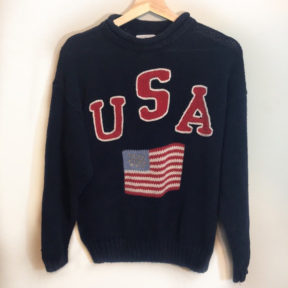 Vintage Sweaters - [vintage] Knitted USA Crewneck Sweater